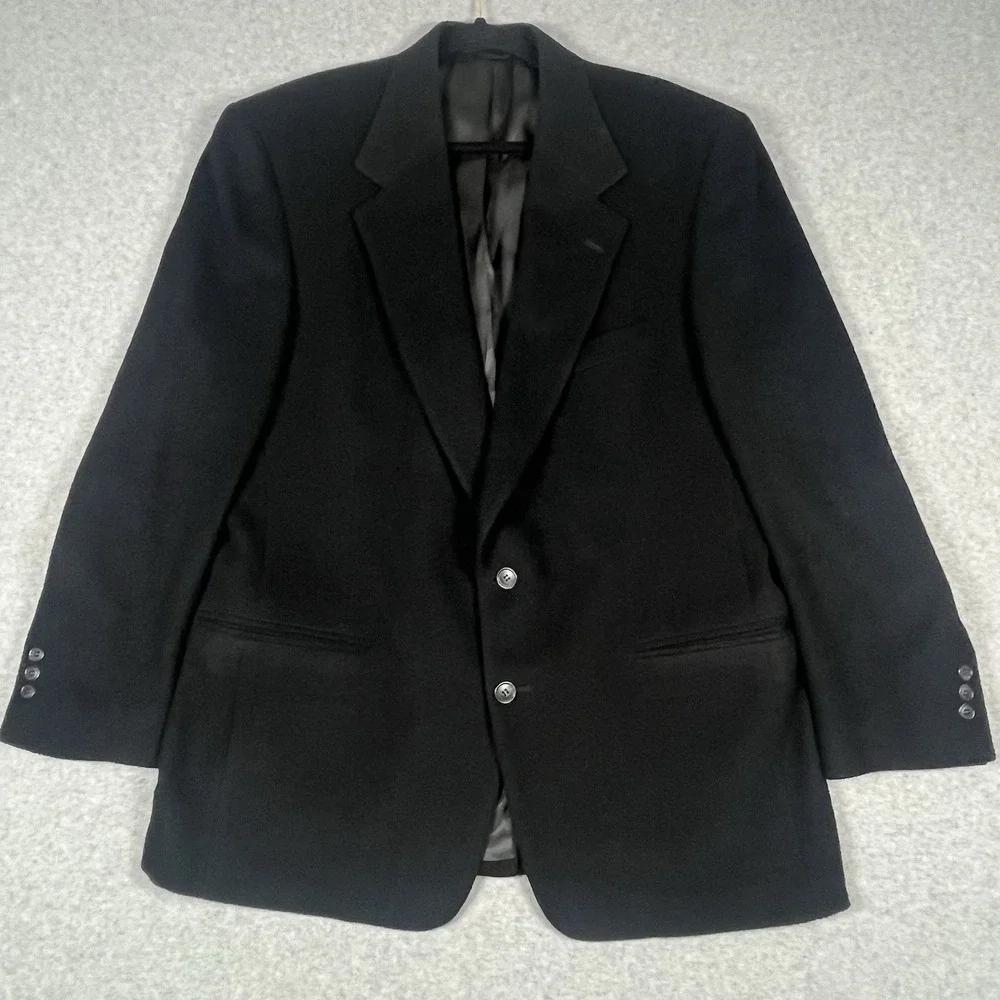 EUC Roundtree & Yorke Blazer Men 44R Black Camel Hair Sport Coat Suit Jacket USA